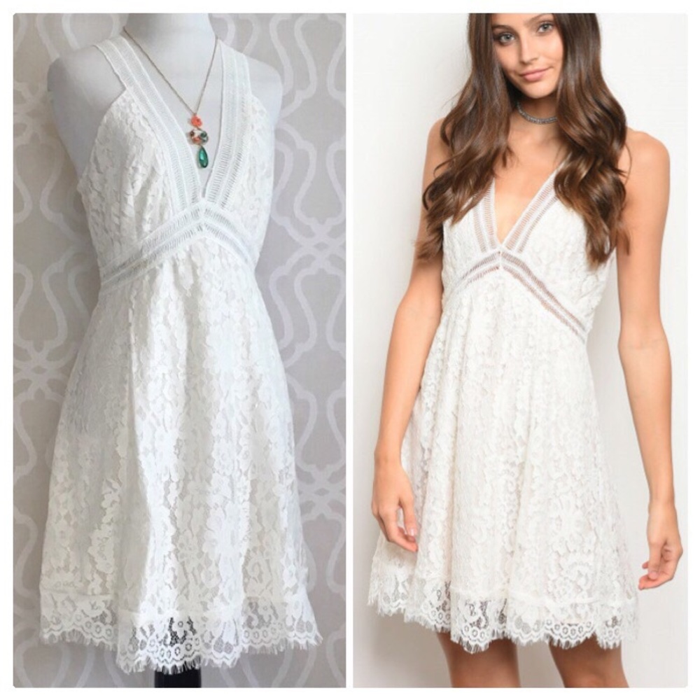 Antique Lace Wedding Mini Dress - Picture 4 of 8